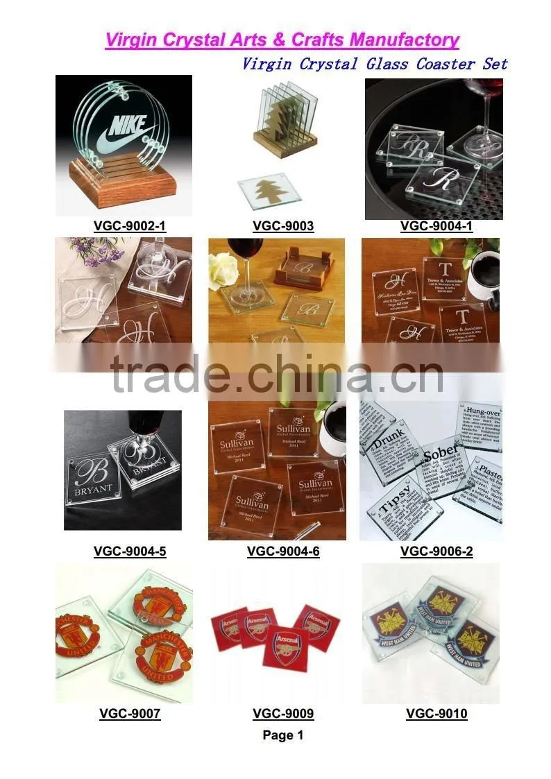 Blank Glass wine Coaster with Customized Logo for wedding Souvenirs