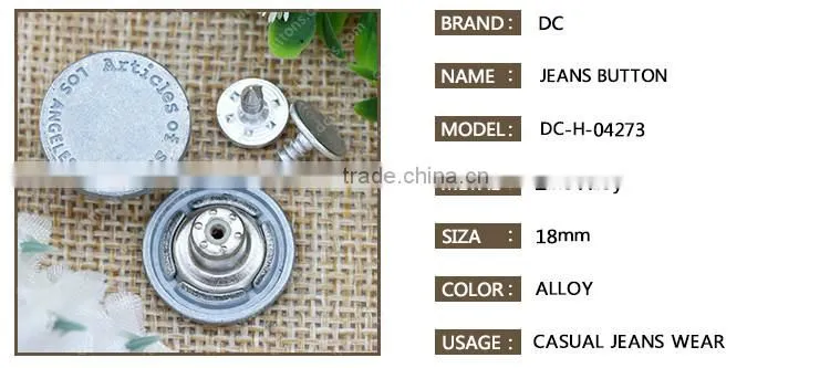 Hot Selling Custom Decorative Made Clothing Buttons for Jeans Wear