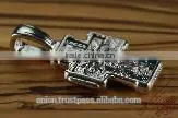 Silver Orthodox Cross Pendant St. Nicholas. Jerusalem Jewelry.