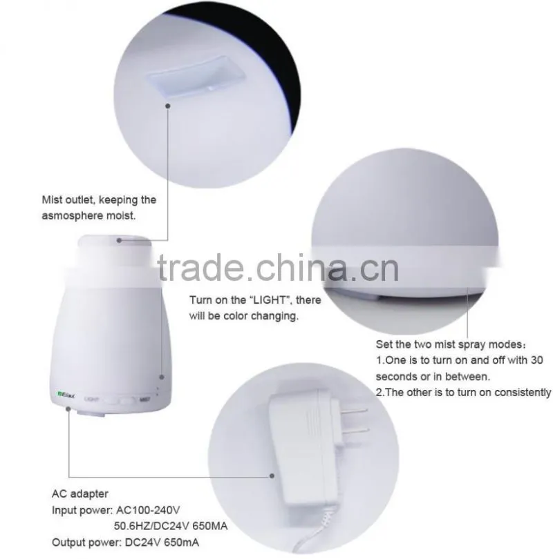 2016 Hot Sale 7 Color Light Ultrasonic Aroma Humidifier Diffuser For SPA Yoga Baby Room