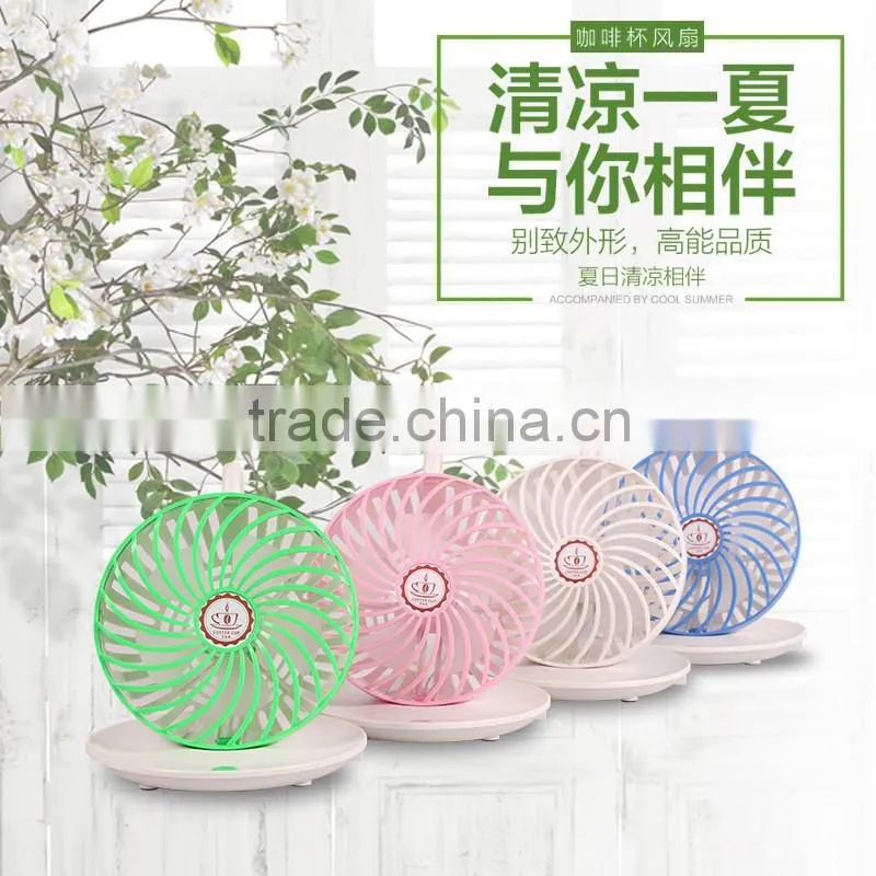 wholesale Hot New Innovative Gift Usb Mini Fan Rechargeable Fan In Coffe Cup Design