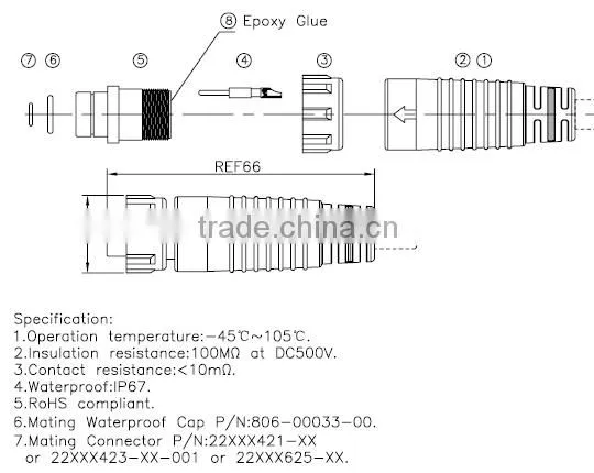 2+4pin watertight receptacle