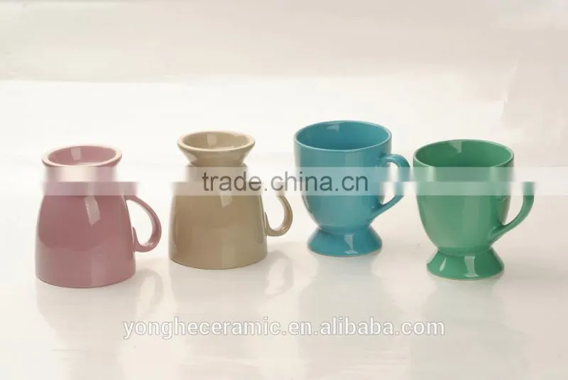 Wholesale ceramic color mugs and cups with foot