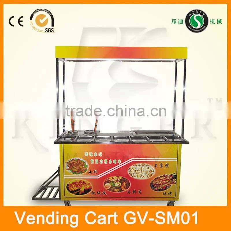 popular China mobile fryed chicken food kiosk with fridge, ice cream making machine, and sugarcane juicer machine