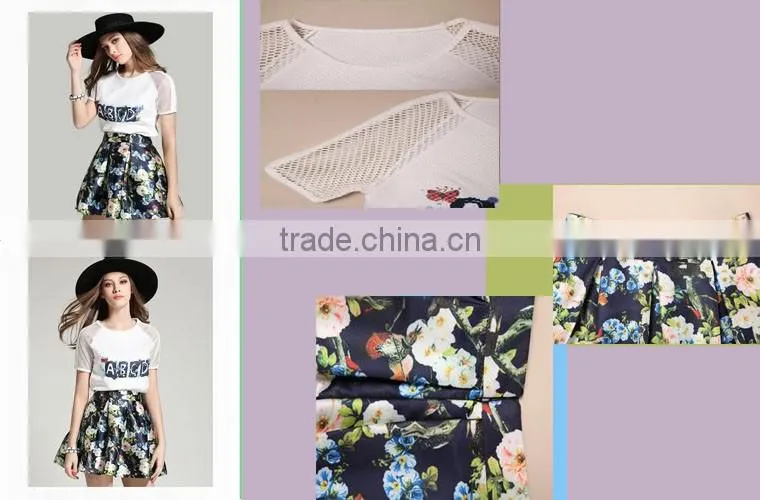 high quality fashionable printed ladies designer skirt suits