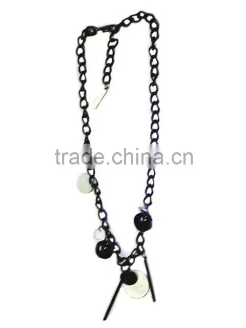 Fashion metal multi-layer chain necklace with tassels and rhinestones