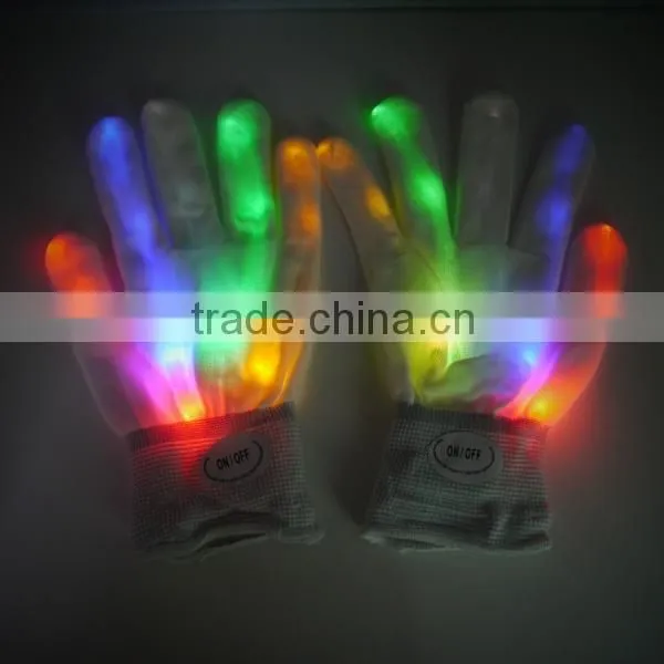 2016 Glow in the dark white led gloves for concert,light gloves led
