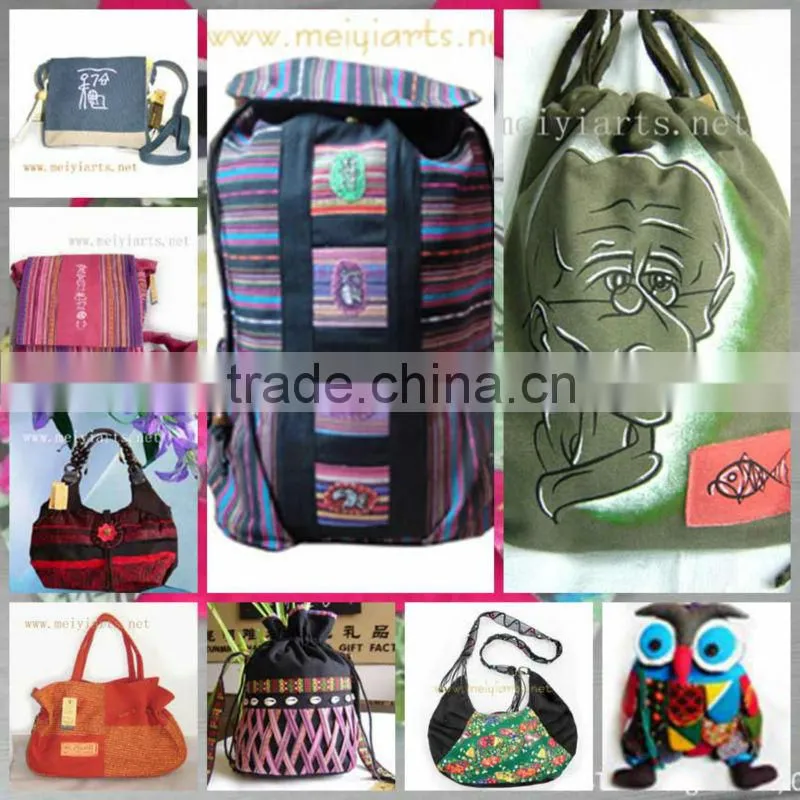 wholesale cheap women flax tote bags with zipper 156-1