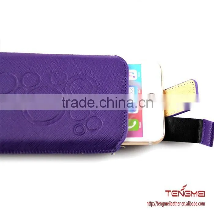 flanging pouch case with pattern embossing, universal case custom made