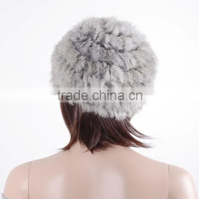 Wholesale Price Fashion Knitted Rabbit Fur Hat For Women