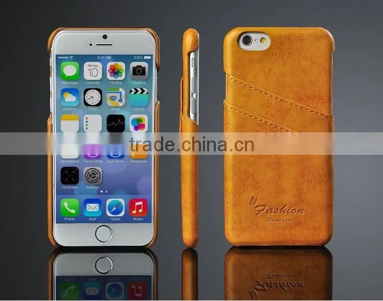High Quality Oil-wax Leather with Card Slot Leather Back Cover Cases For iPhone 6 / 6s 4.7'' For iPhone 6 6s / Plus 5.5