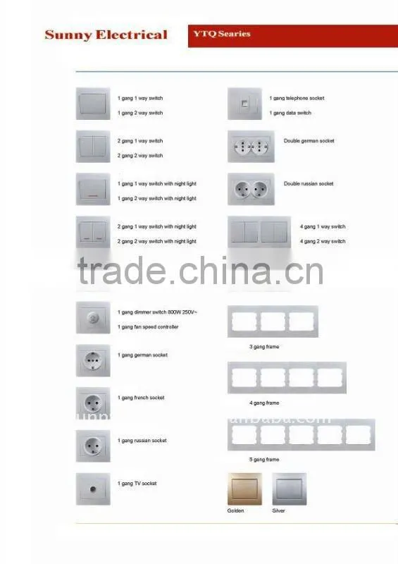 YTQ europe 1gang flush-type wall switch
