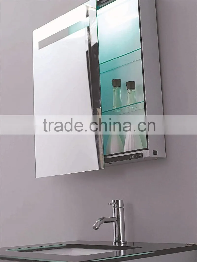 Wall mounted sliding mirrror cabinet with led illuminated for modern bathroom