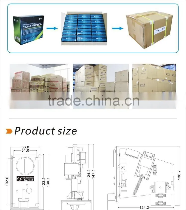TL Coin selector,Coin acceptor TW-130B with metal panel