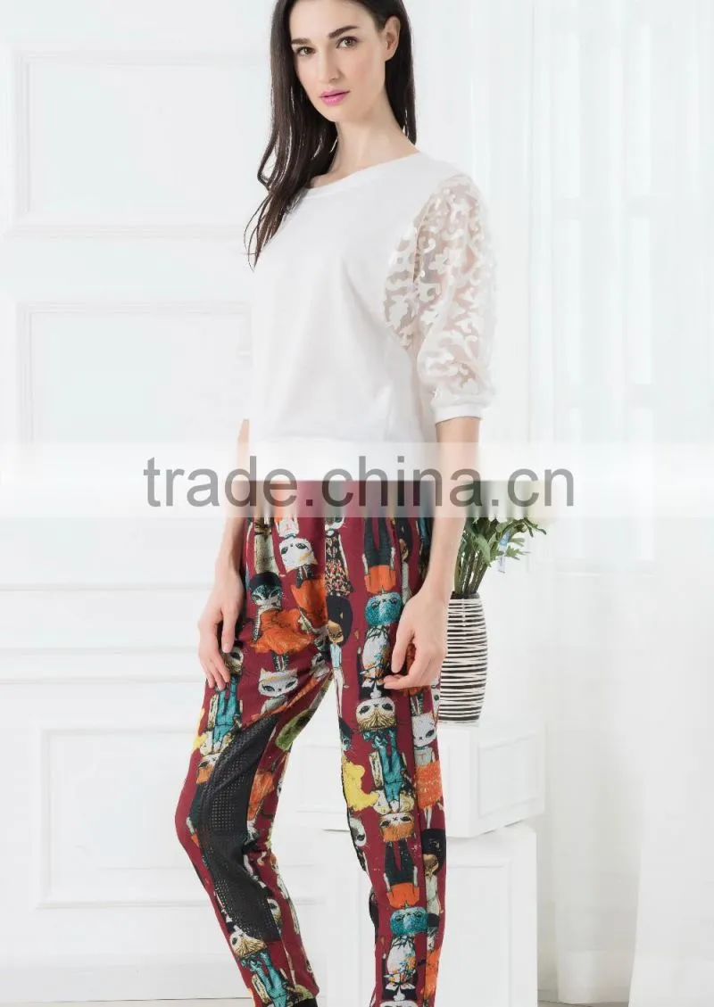 NEW ARRIVAL summer tops and blouses 2016 white lace sleeve shirt for woman chiffon fabric OEM tops cheap price
