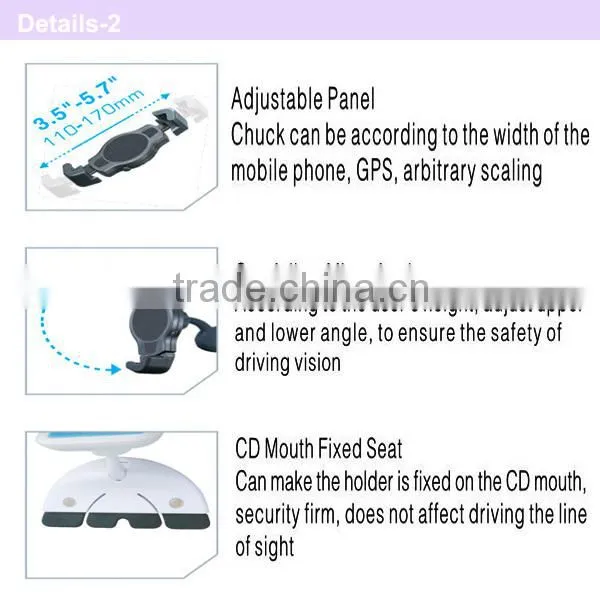 360 rotation car phone holder fixed on the CD mouth
