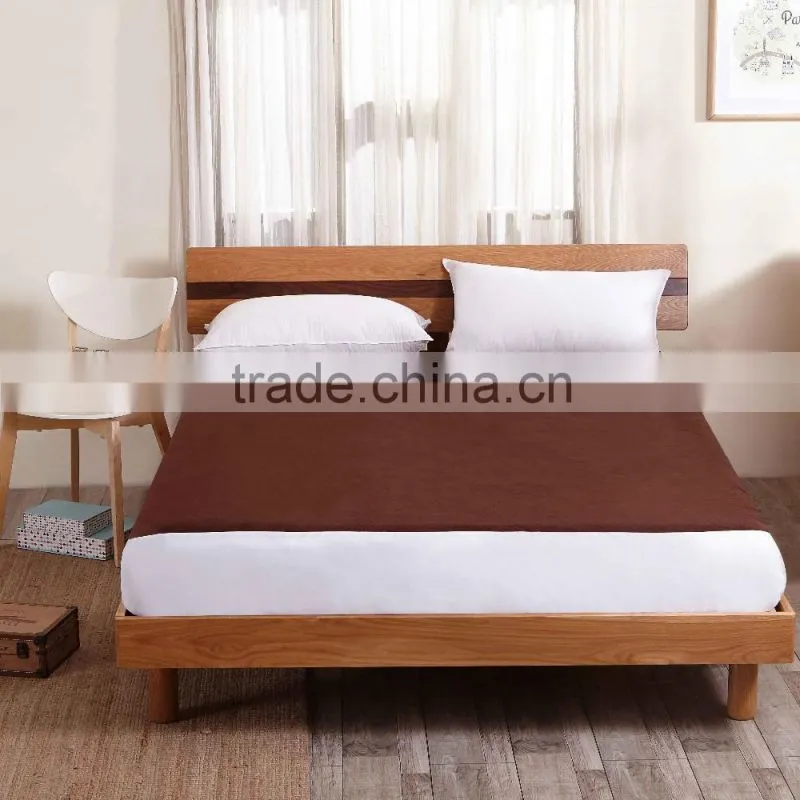 TPU Laminated Waterproof Brown Queen Polar Fleece Fitted Sheets