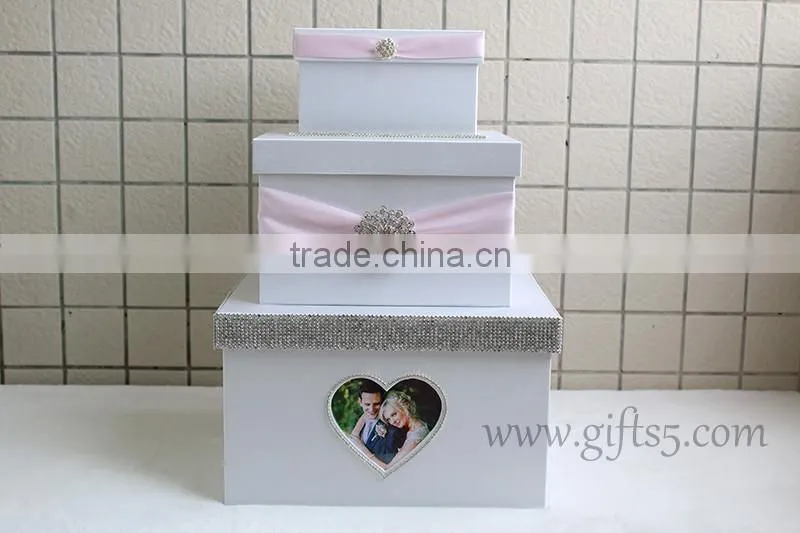 Elegant wedding fund money box with photo frame in handmade