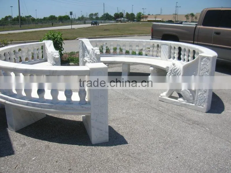 rustic curved sandstone marble bench