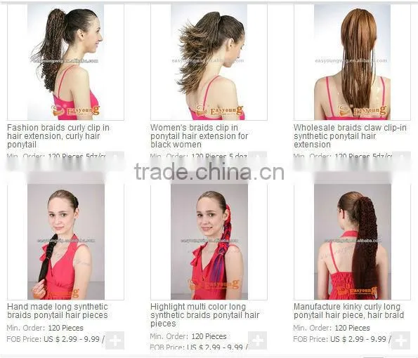 Dreadlock ponytail hairpieces, claw clip braids hair extension
