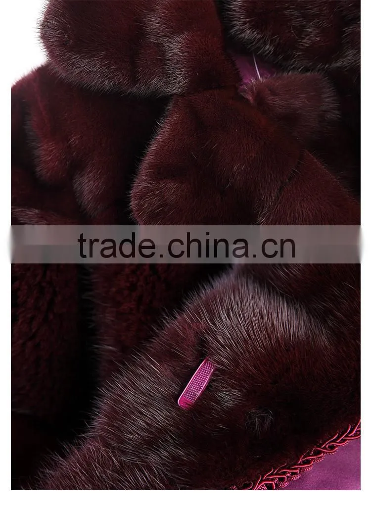 2015 popular winter real mink fur coat for womens
