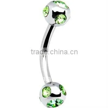 316L stainless steel eyebrow jewelry with multi-crystals balls