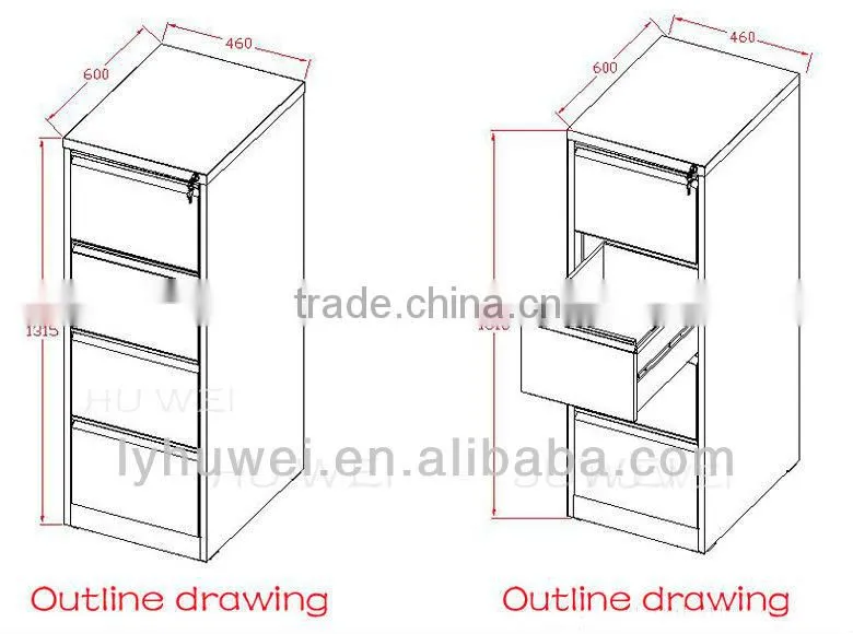 steel office furniture metal cabinets with 4 drawers for sale