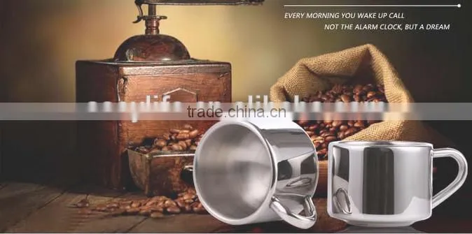promotional custom double wall stainless steel coffee mug with handle