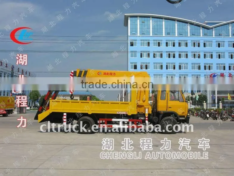 Dongfeng flatbed truck with 8T crane for sale
