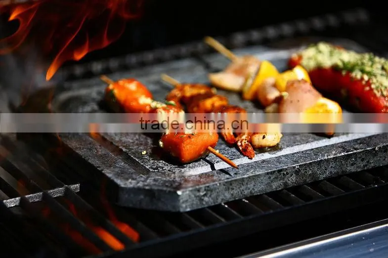 Black steak grill lava cooking stone