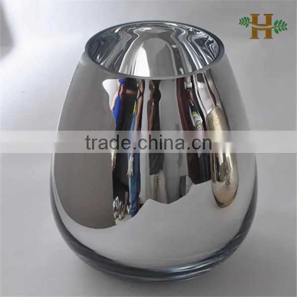 Handblown Silver Printed Vase, Wavy and Oval Glass Jar
