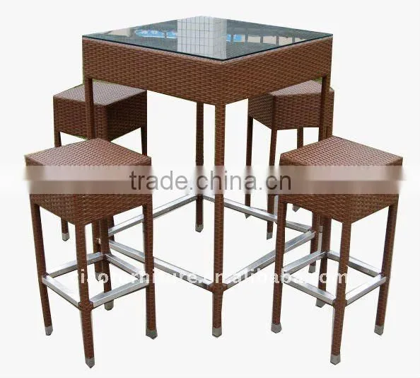 4 chairs bar table outdoor modern rattan bar furniture