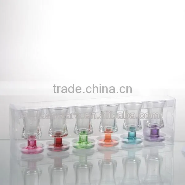 2-3oz top grade 6 colorful mini wine shot glass set with plastic tray