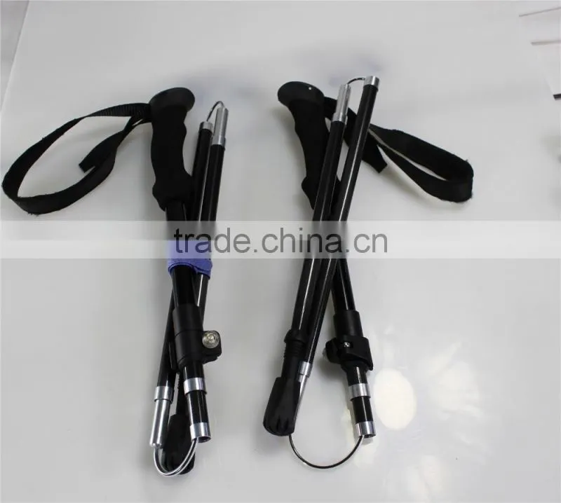 easy foldable walking stick, 3 sections, external lock, KEVLAR with PU covered, SZ17009F