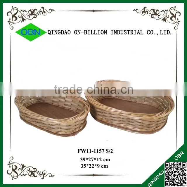 Custom wood chips and willow oval heated french bread basket