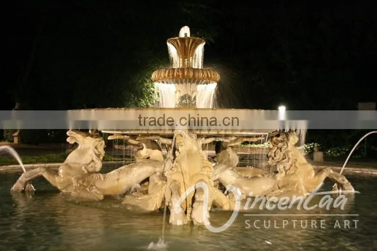 outdoor garden decoration stone carving marble horse water fountain