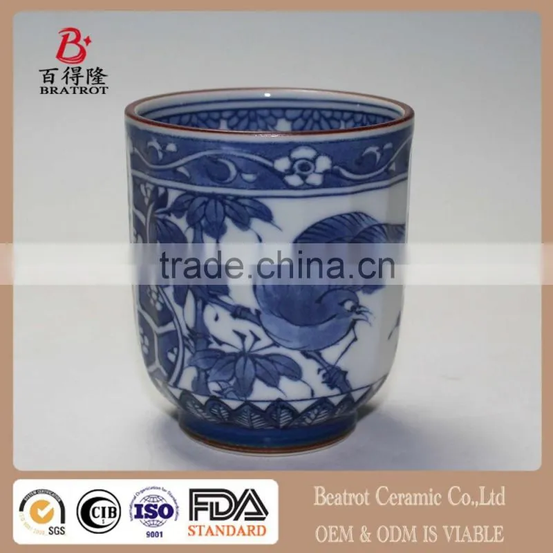 Green Floral Design Ceramic Japanese Tea Cup