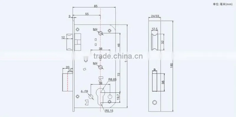 EU,USA more fashionable and cheap price and good quality safe lock body 55x72