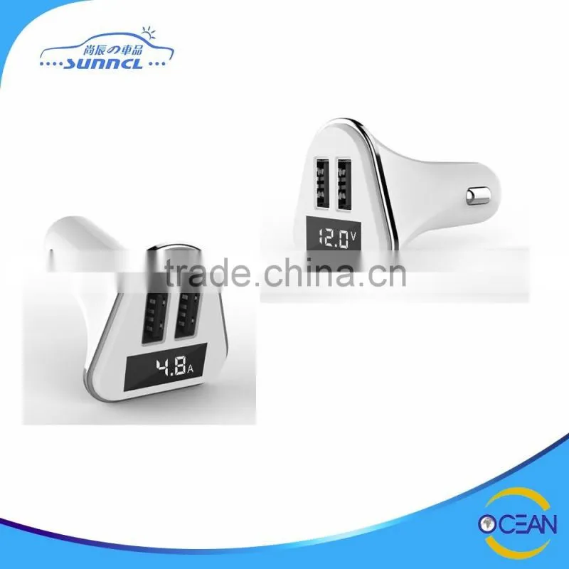 New Arriving High Quality 4 USB Port 1.8M Cable DC 5V Total 9.6A Car Charger with CE FC RoHS