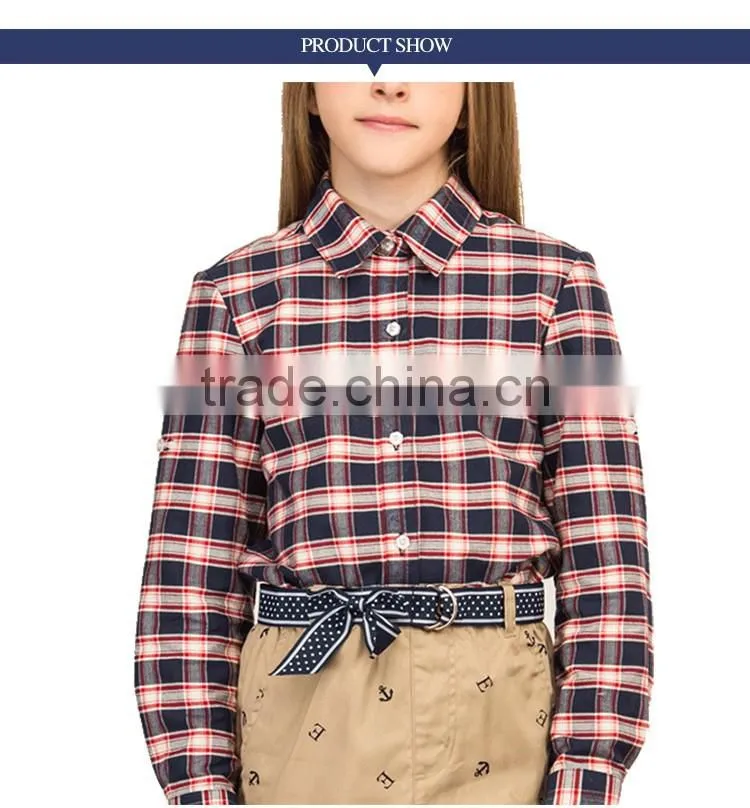 New Design Spring Middle Classic School Uniform Plaid Shirt