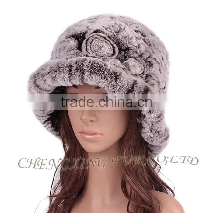 CX-C-195M Fashion Wholesale Hand Knitted Warm Rabbit Fur Winter Woman Hat