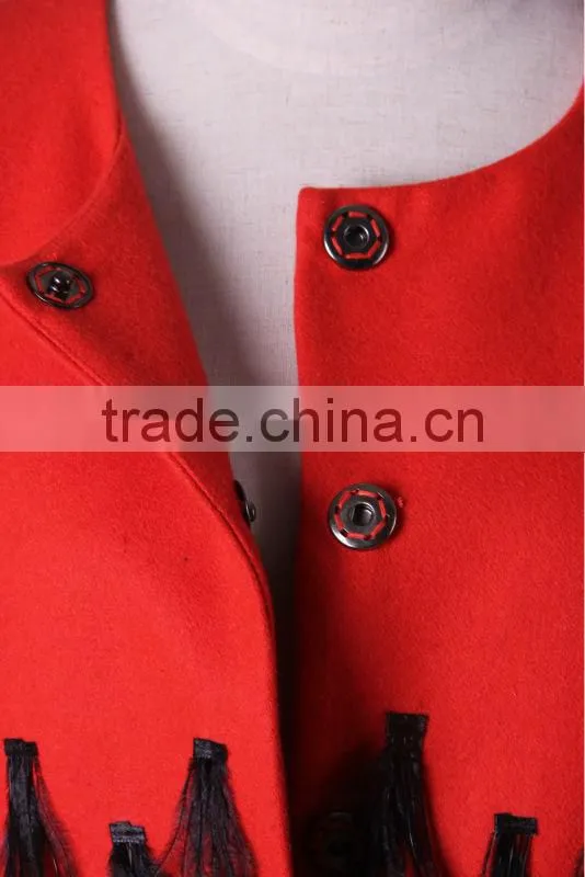 Half sleeve fashion ladies long wool coat design /women winter coat