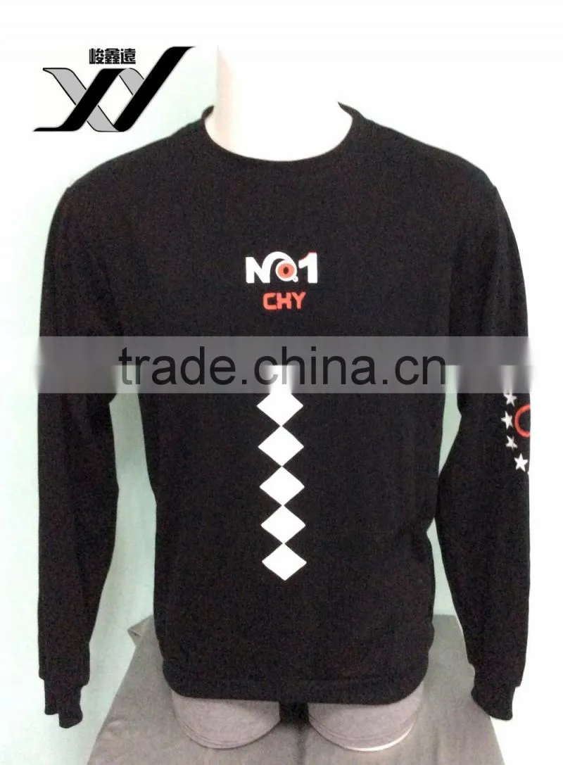 custom cheap graph printed high quality fitted crewneck men pullover hoodies sweatshirt