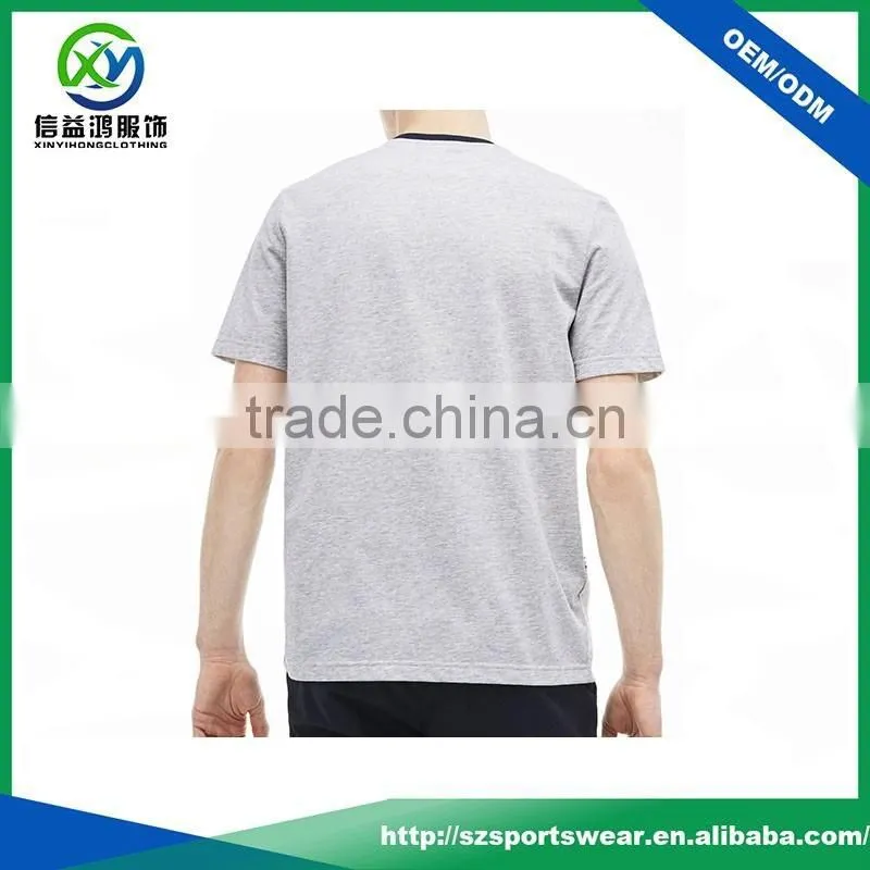 Latest design high quality grey color with black neck design 95 cotton /5 elastane t-shirt,sports t-shirt