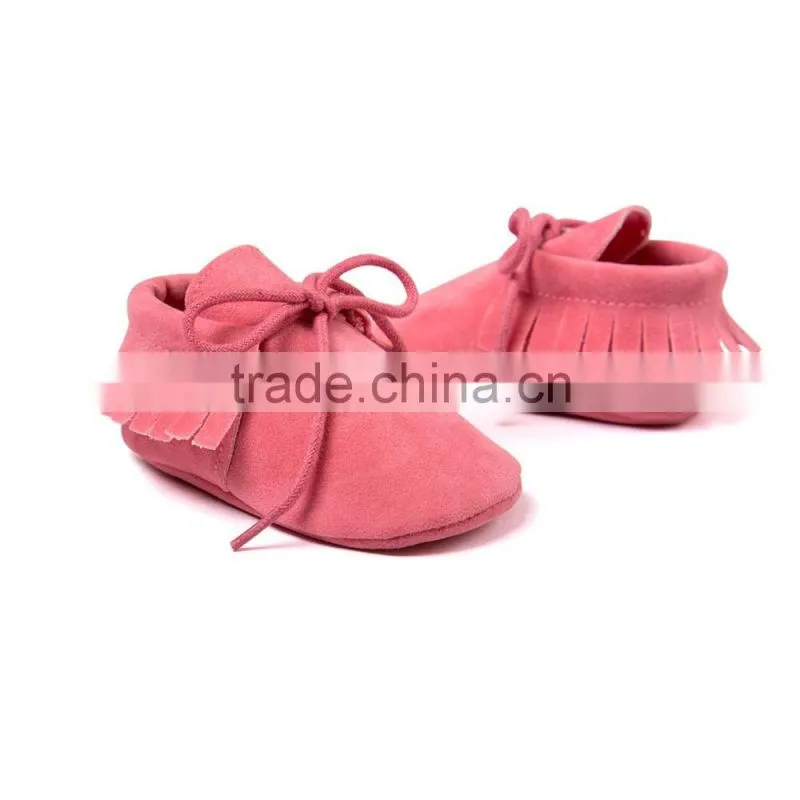 Fringed baby moccains with strings, string baby moccains