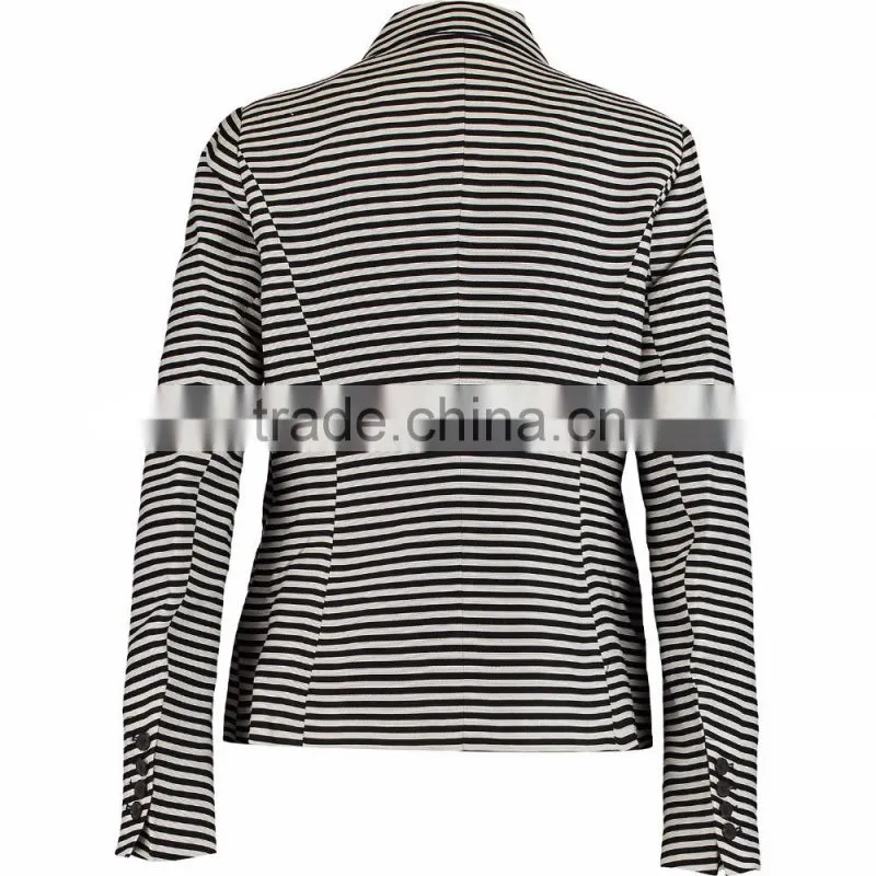 2017 Lady Plain Style Monochrome Striped Woven Blazer Manufacturer