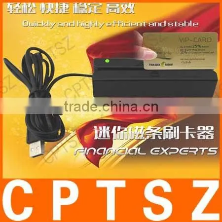 Mini three track magnetic stripe card reader usb card reader full (USB)