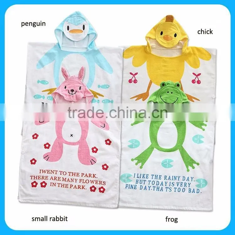 Baby hooded poncho towel robe 100% cotton fabric