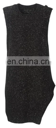 knitwear women black sweater dress distressed vest
