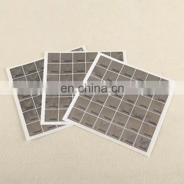 manufature custom waterproof laser anti-fake self adhesive sticker for convenient number paper label